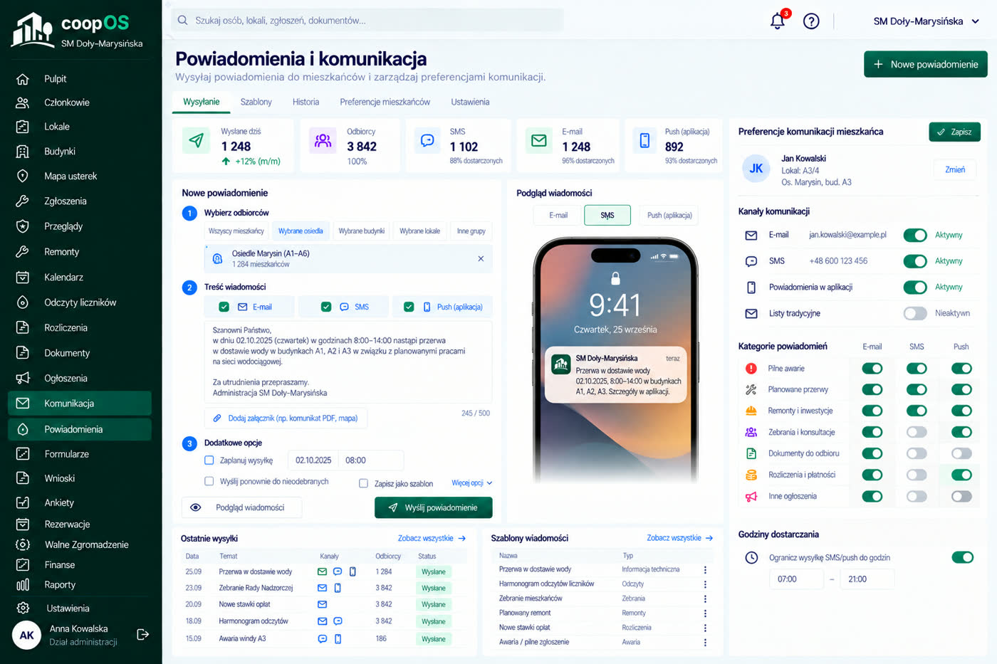 Makieta: powiadomienia i komunikacja