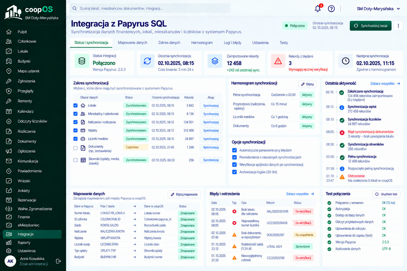 Makieta: integracja z systemem księgowym